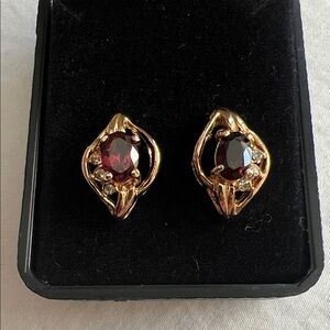 Vintage Garnet and Gold tone earrings